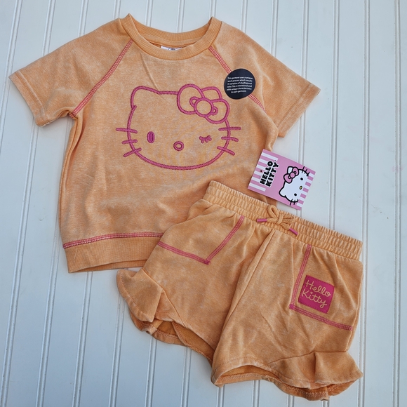 NEW Hello Kitty Peachy Pink Short Set 3T - Picture 1 of 4